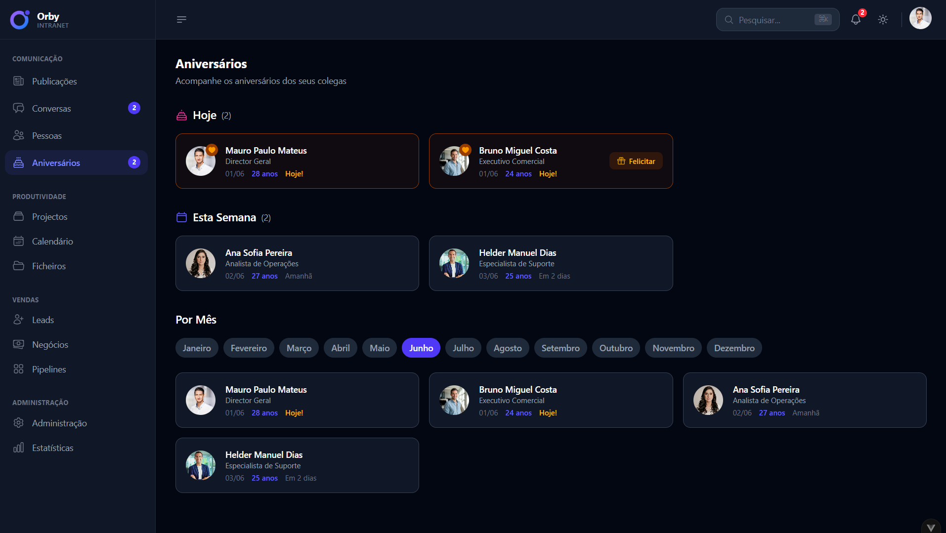 Team birthdays module