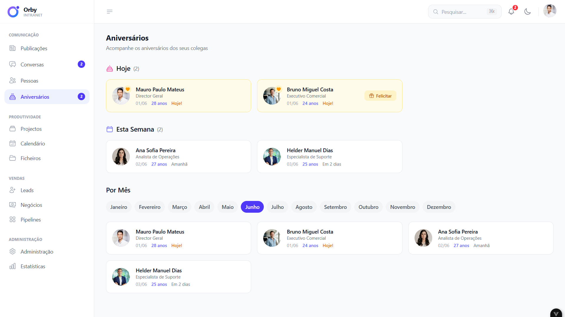 Team birthdays module