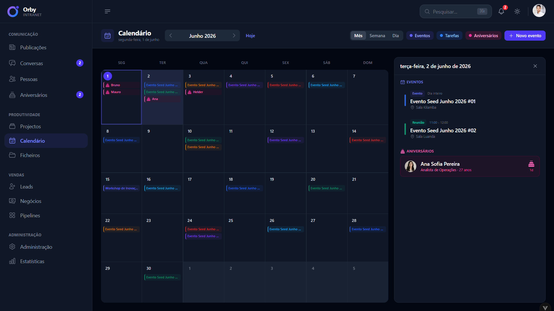 Team calendar