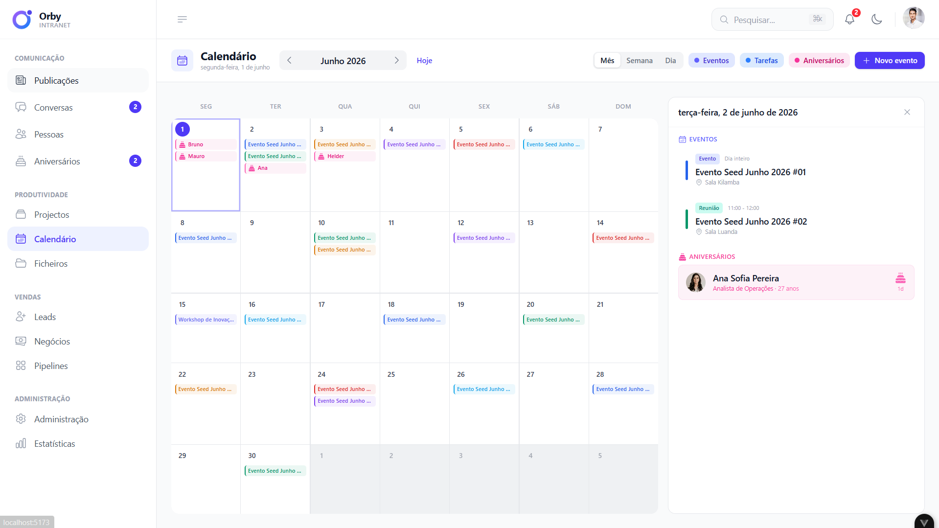 Team calendar